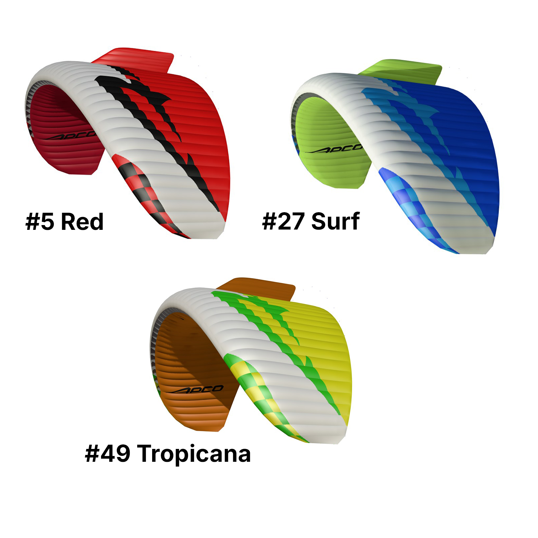 APCO F5 reflex wing planform in brand colors